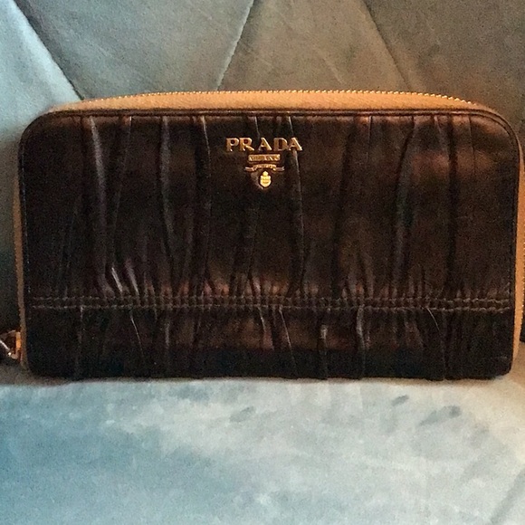 Prada Handbags - Prada Black Napa Gaifre Long Wallet